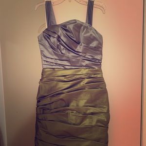 Love Size 12 Silver and Green Duo Rouched Dress